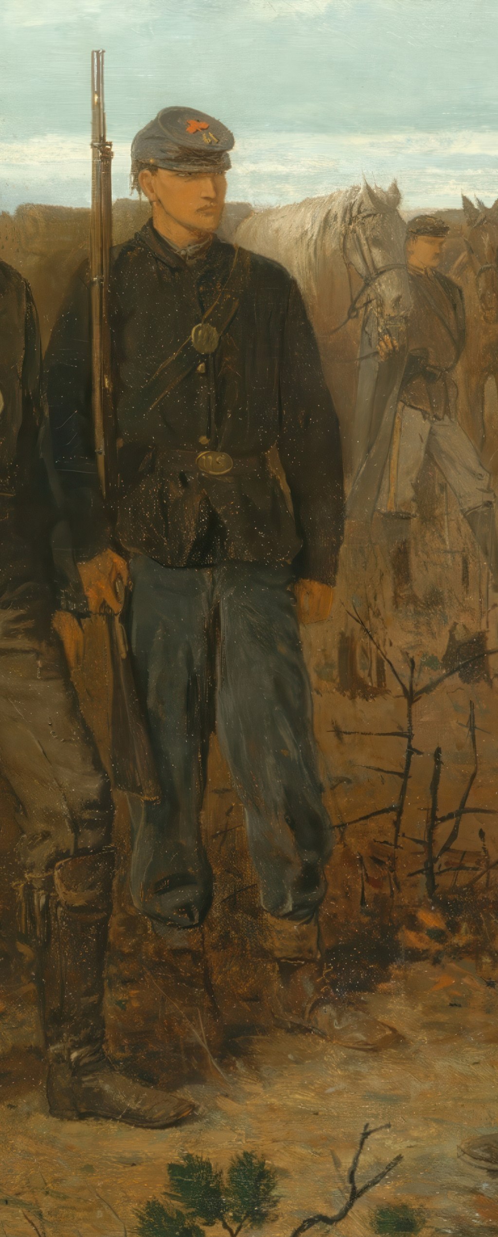 Union guard and upright rifle detail from Prisoners from the Front by Winslow Homer